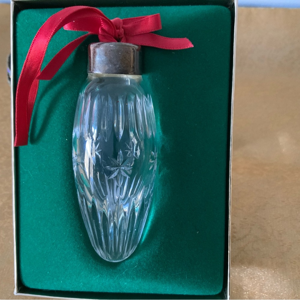Lenox Crystal Holiday Ornament with Red Ribbon